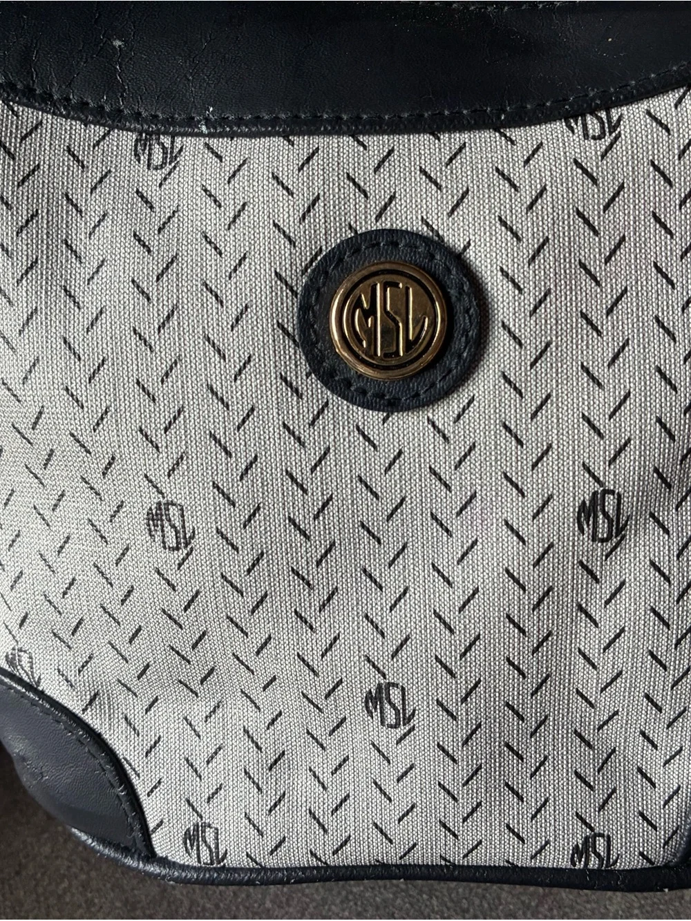 Women's Monogram Crossbody Bag in Light Gray and Navy